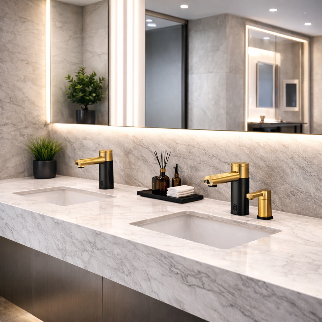 Fontana DuoTone Lux Matte Black and Brushed Gold Touchless Sensor Faucet model FS10578MBG